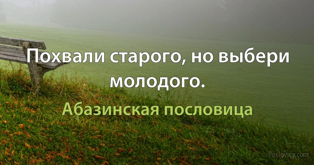 Похвали старого, но выбери молодого. (Абазинская пословица)