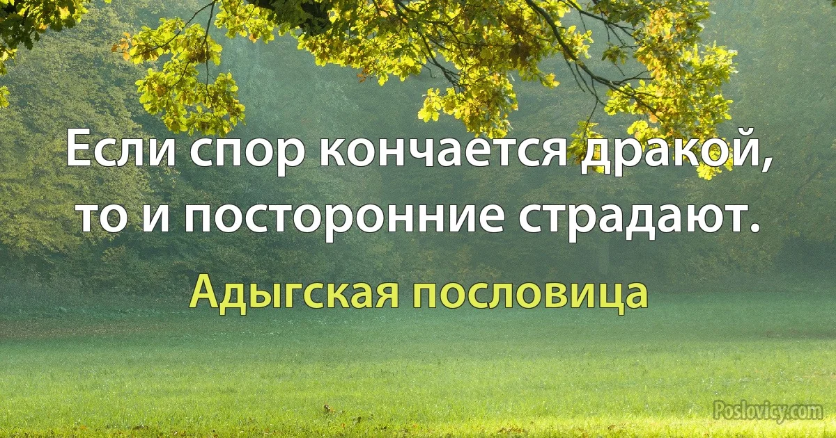 Если спор кончается дракой, то и посторонние страдают. (Адыгская пословица)