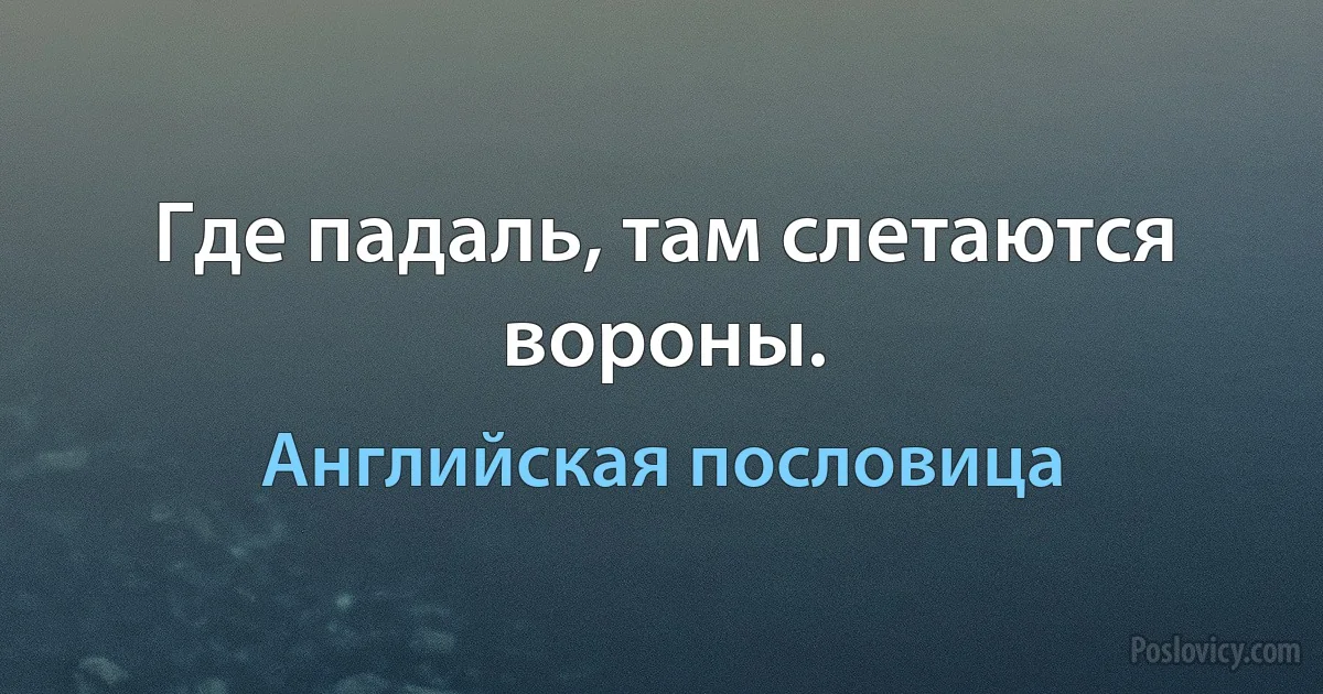 Где падаль, там слетаются вороны. (Английская пословица)