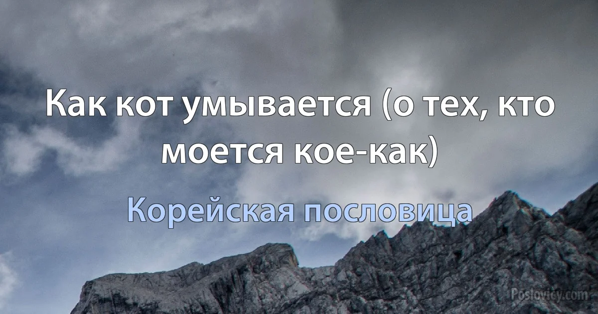 Как кот умывается (о тех, кто моется кое-как) (Корейская пословица)