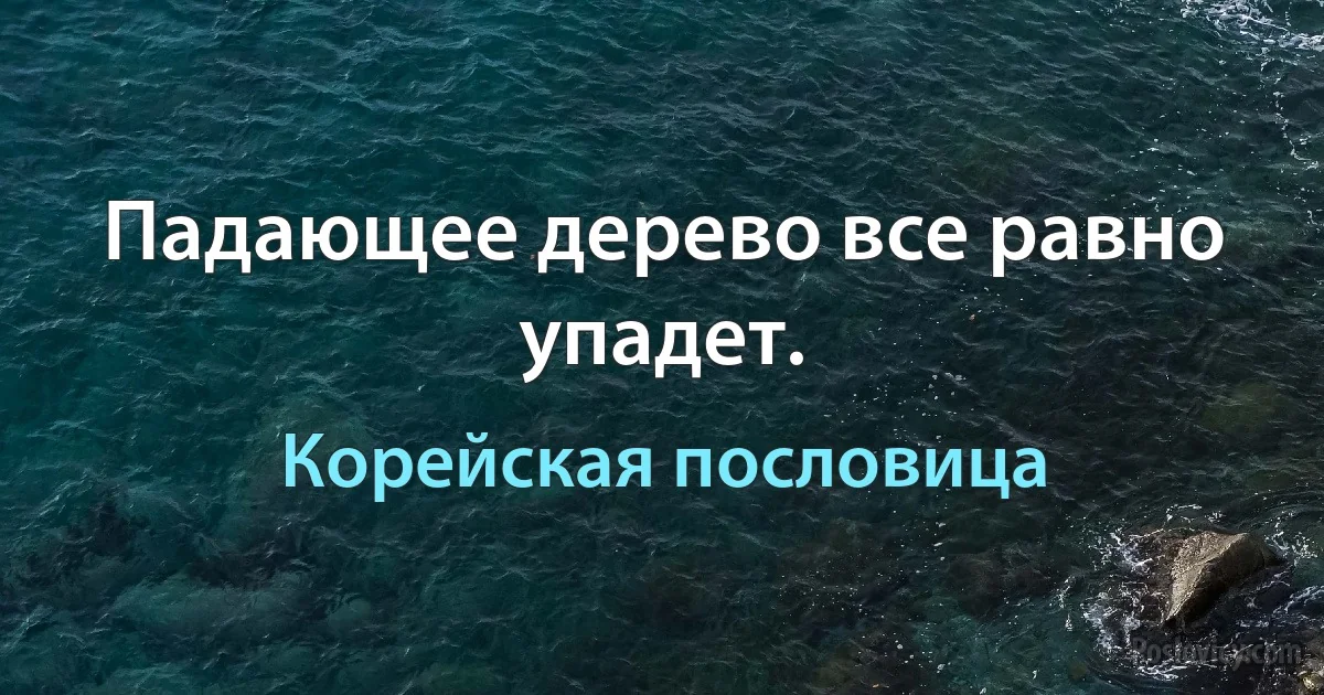 Падающее дерево все равно упадет. (Корейская пословица)