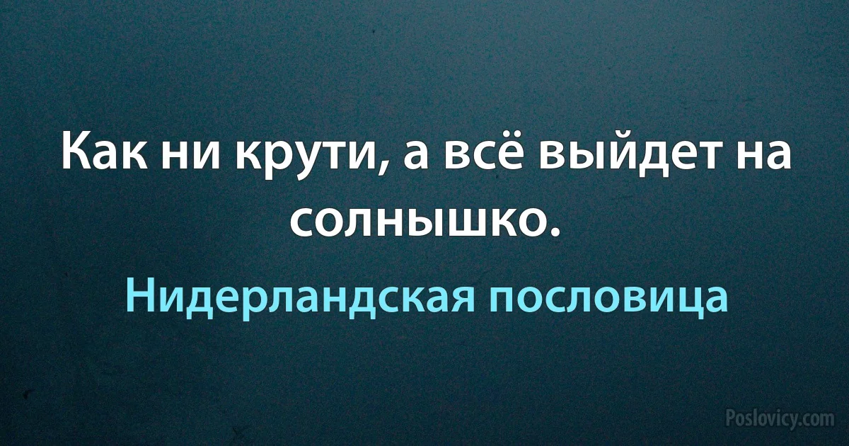 Как ни крути, а всё выйдет на солнышко. (Нидерландская пословица)