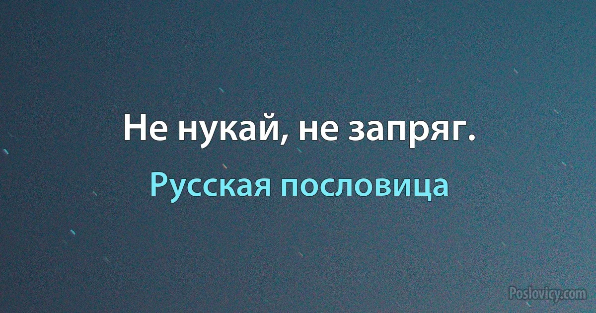 Не нукай, не запряг. (Русская пословица)