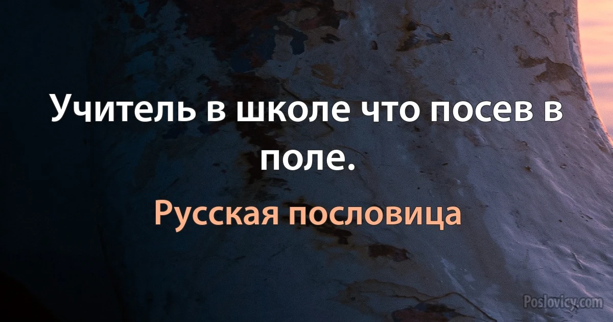 Учитель в школе что посев в поле. (Русская пословица)