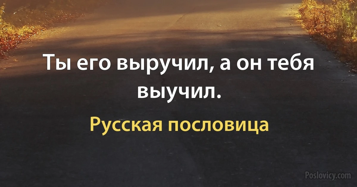 Ты его выручил, а он тебя выучил. (Русская пословица)