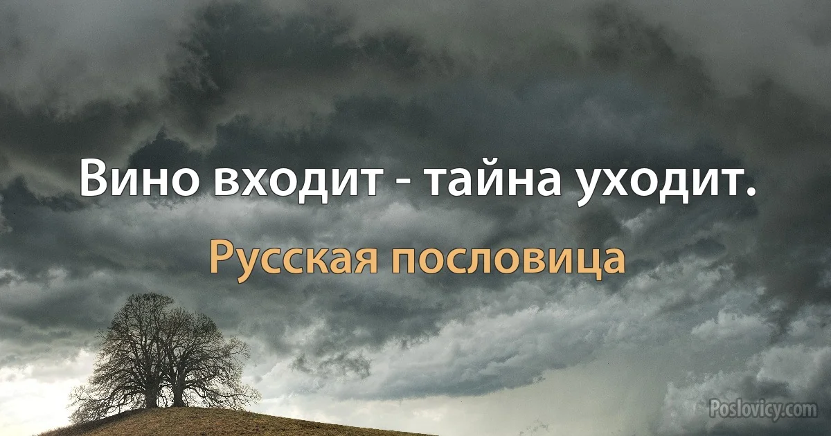 Вино входит - тайна уходит. (Русская пословица)