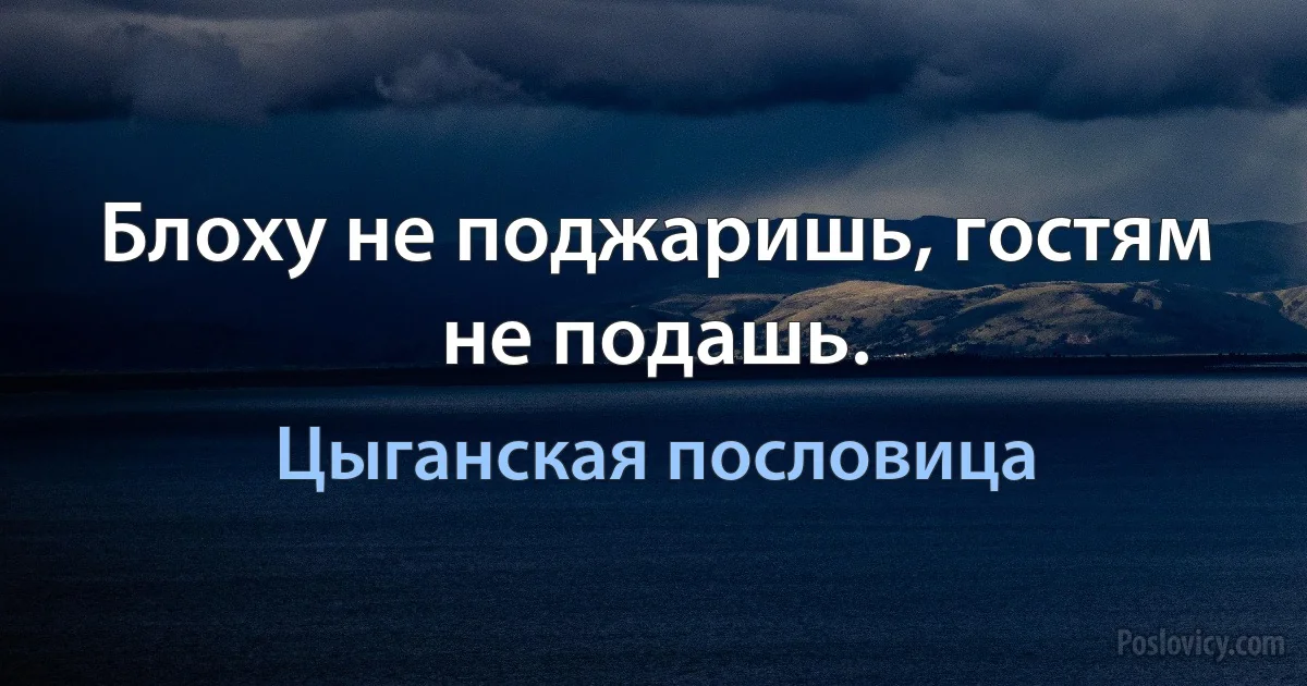 Блоху не поджаришь, гостям не подашь. (Цыганская пословица)