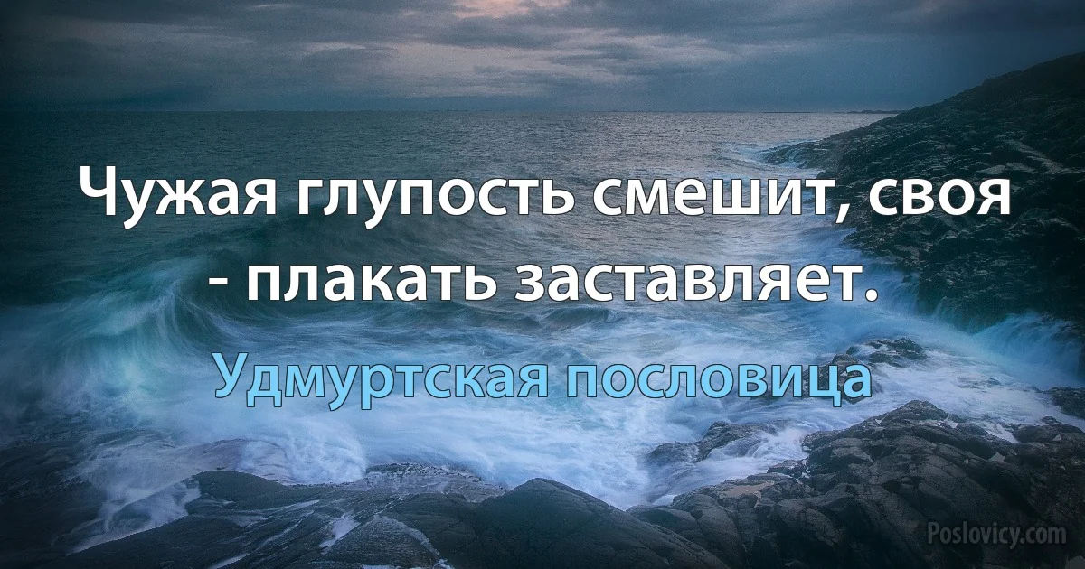 Чужая глупость смешит, своя - плакать заставляет. (Удмуртская пословица)