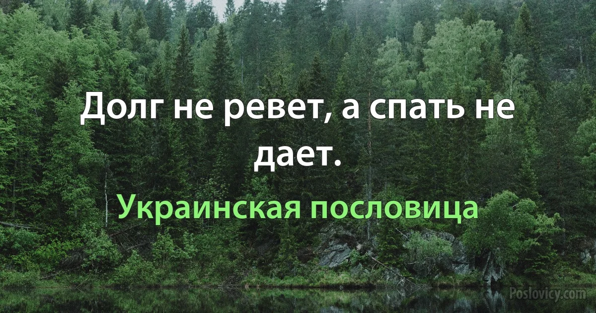 Долг не ревет, а спать не дает. (Украинская пословица)