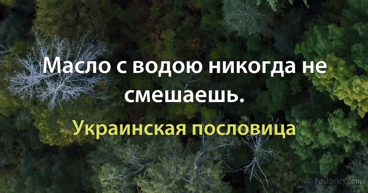 Масло с водою никогда не смешаешь. (Украинская пословица)