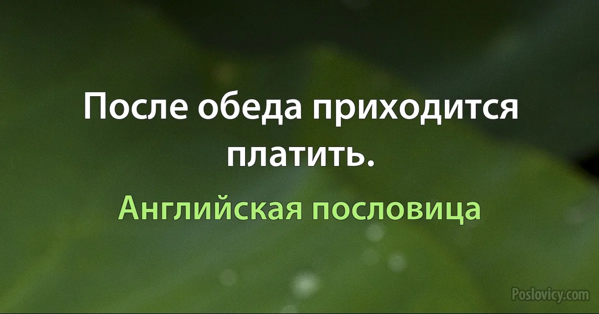 После обеда приходится платить. (Английская пословица)