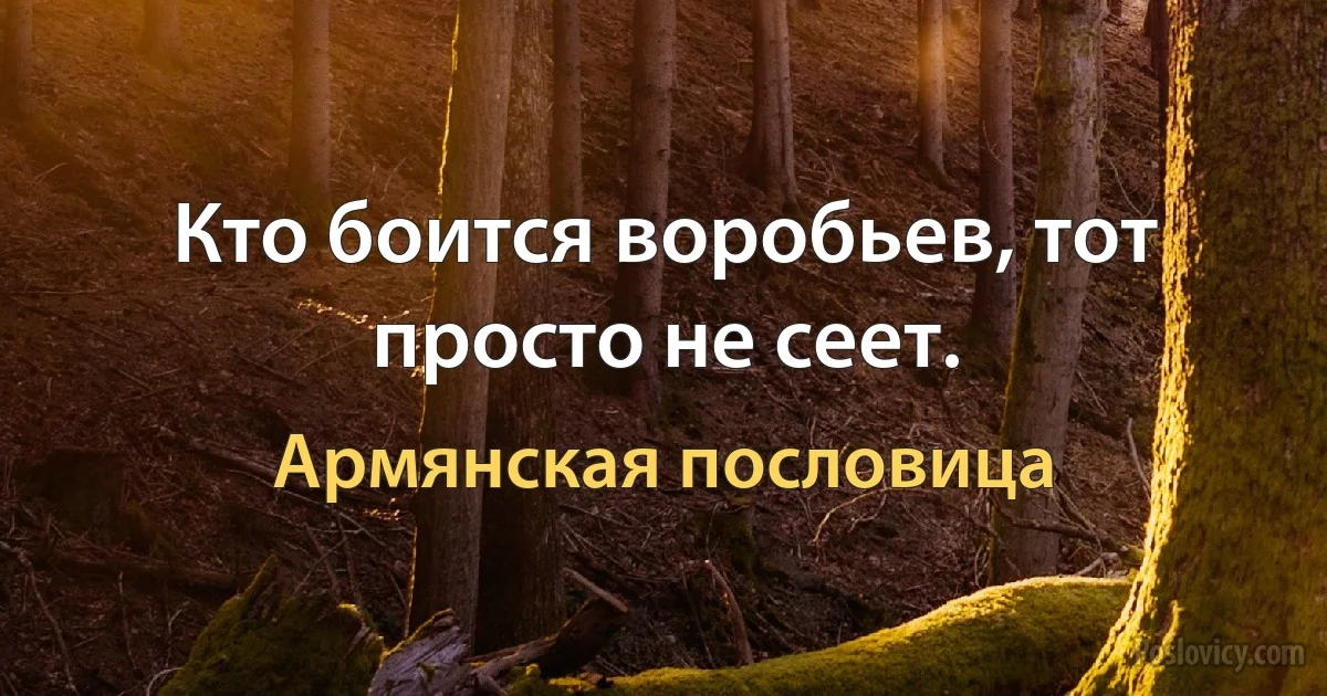 Кто боится воробьев, тот просто не сеет. (Армянская пословица)