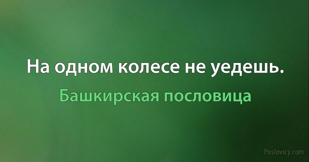 На одном колесе не уедешь. (Башкирская пословица)