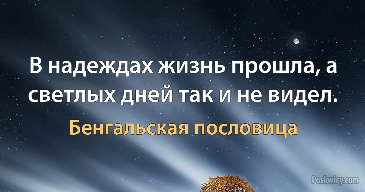 В надеждах жизнь прошла, а светлых дней так и не видел. (Бенгальская пословица)