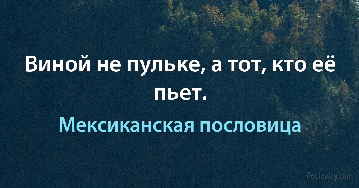 Виной не пульке, а тот, кто её пьет. (Мексиканская пословица)