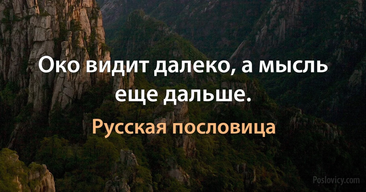 Око видит далеко, а мысль еще дальше. (Русская пословица)