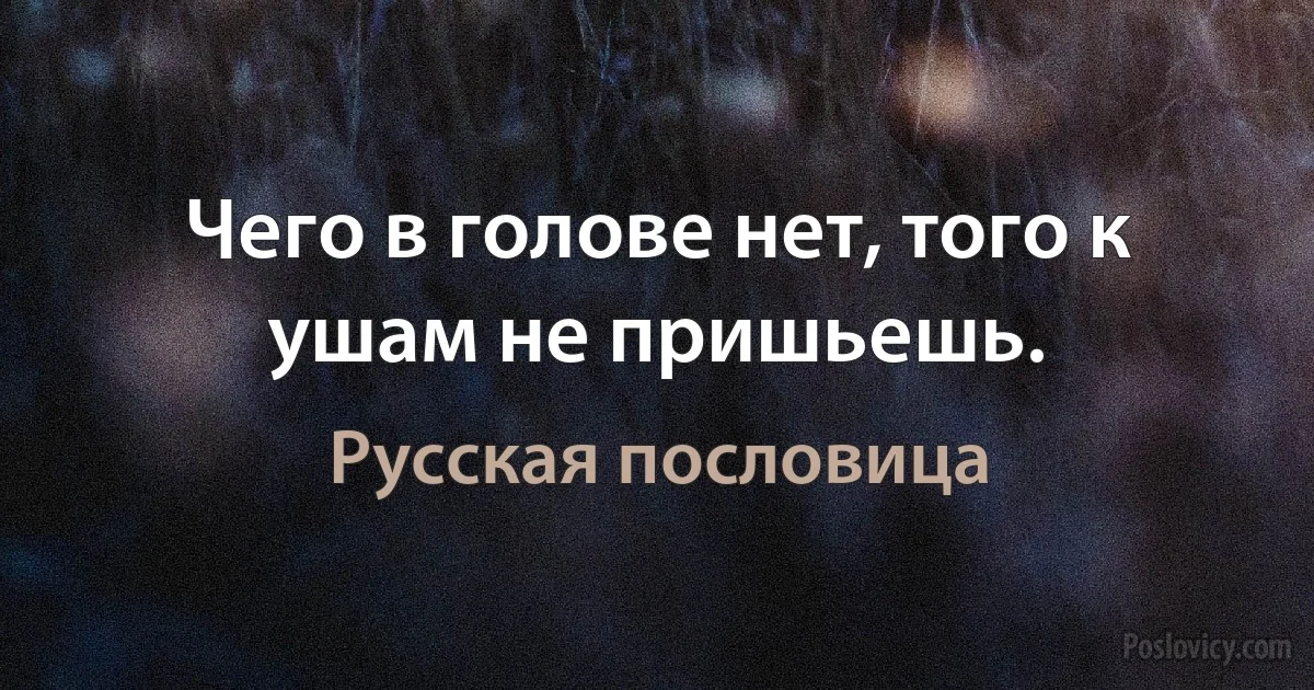 Чего в голове нет, того к ушам не пришьешь. (Русская пословица)