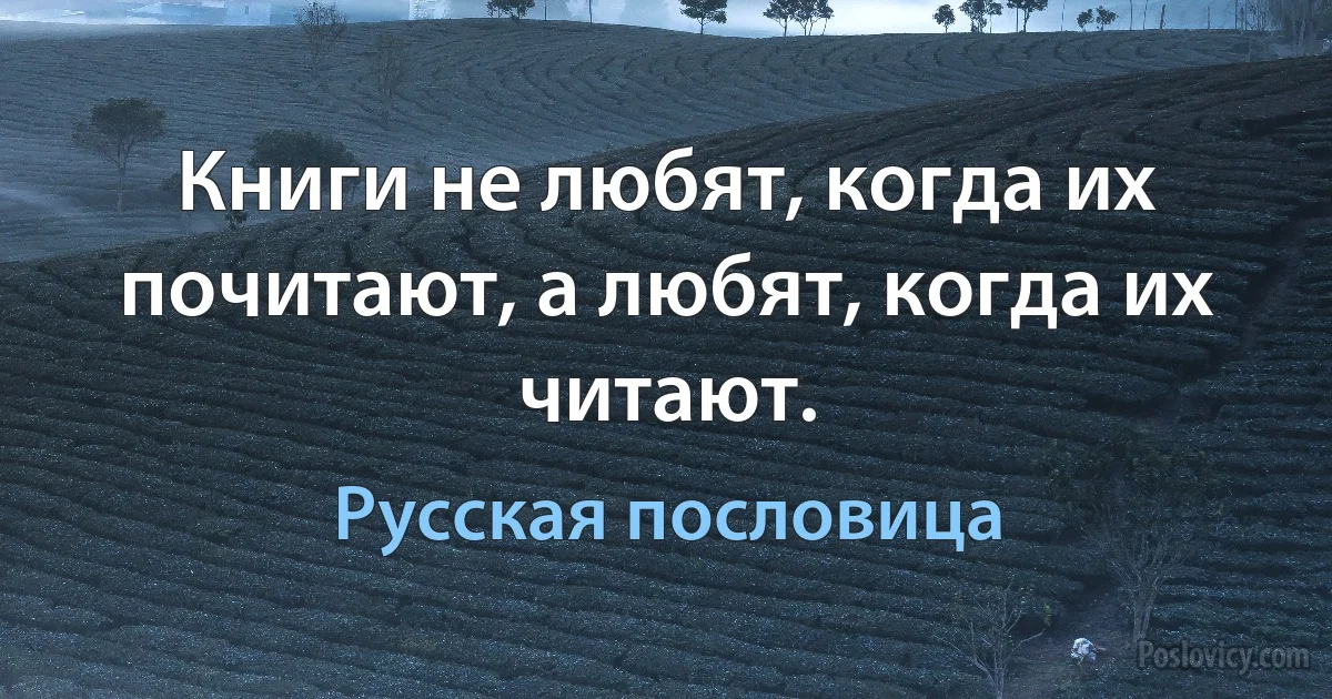 Книги не любят, когда их почитают, а любят, когда их читают. (Русская пословица)