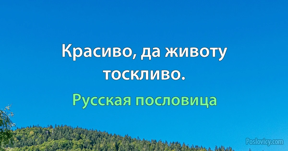 Красиво, да животу тоскливо. (Русская пословица)