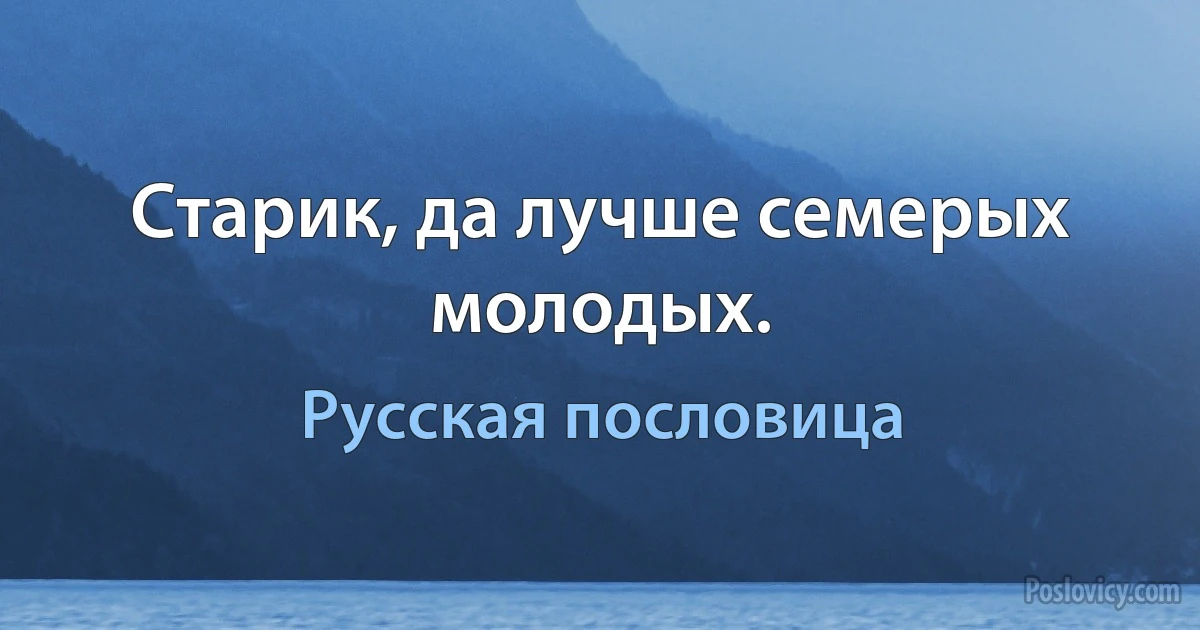 Старик, да лучше семерых молодых. (Русская пословица)