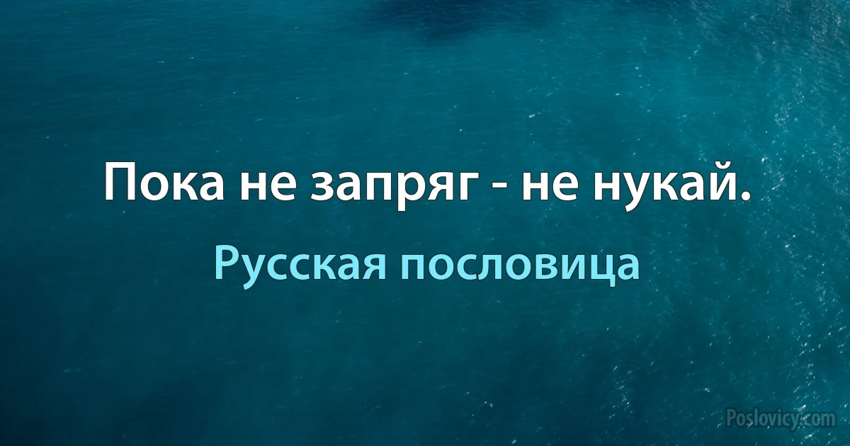 Пока не запряг - не нукай. (Русская пословица)