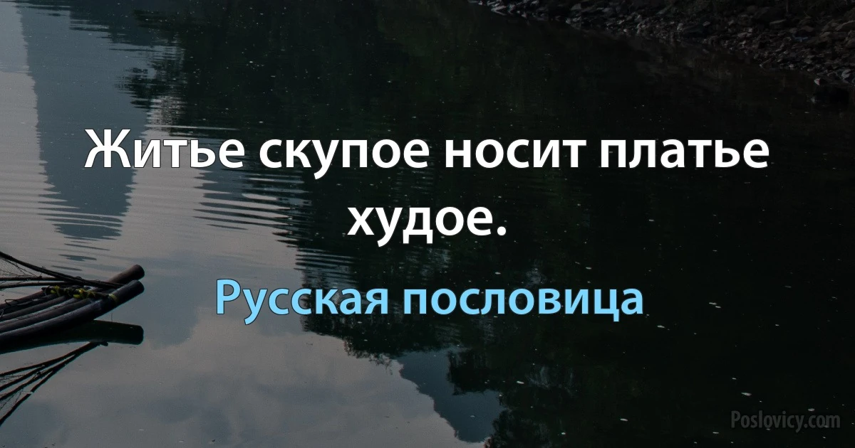 Житье скупое носит платье худое. (Русская пословица)