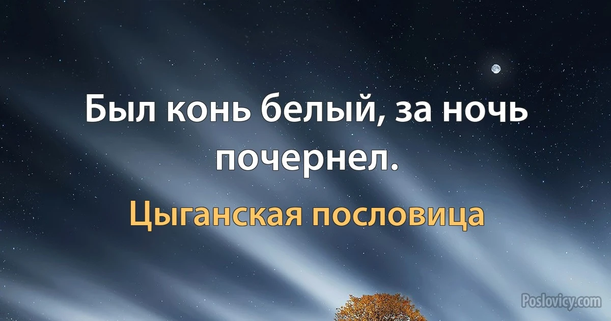 Был конь белый, за ночь почернел. (Цыганская пословица)