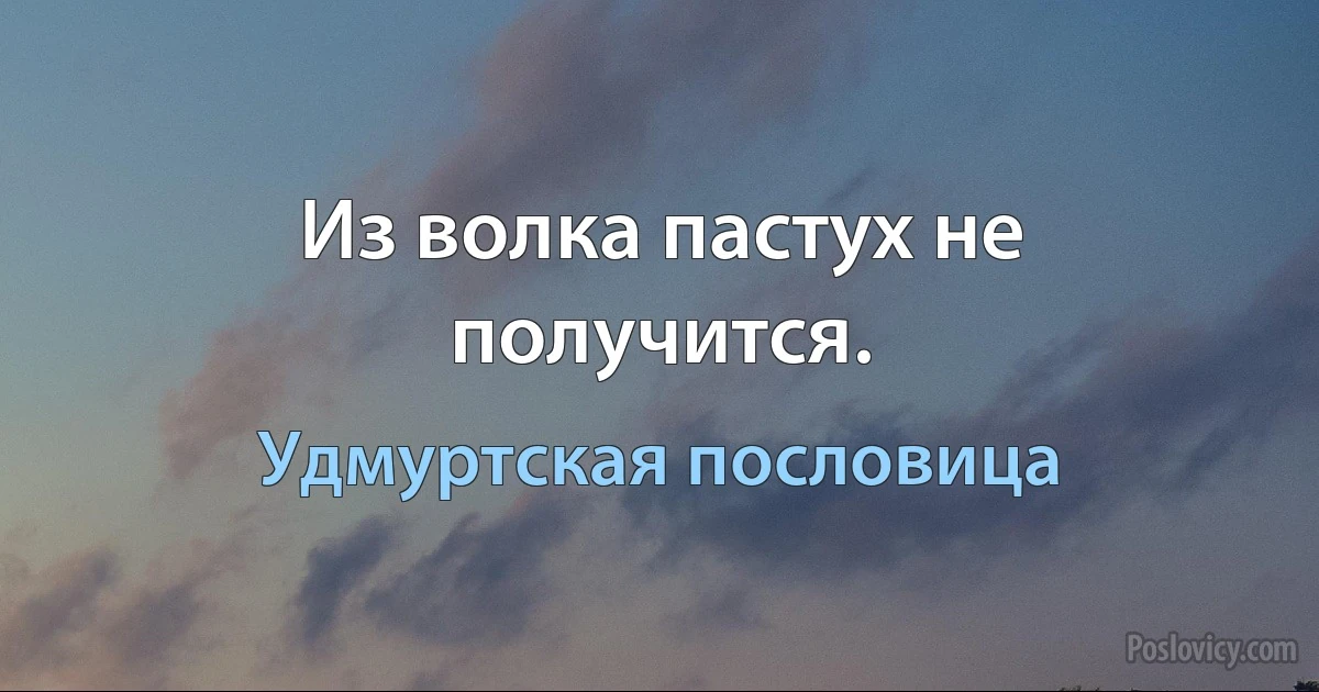 Из волка пастух не получится. (Удмуртская пословица)