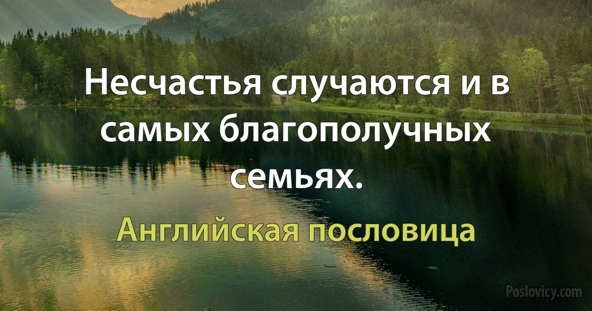 Несчастья случаются и в самых благополучных семьях. (Английская пословица)