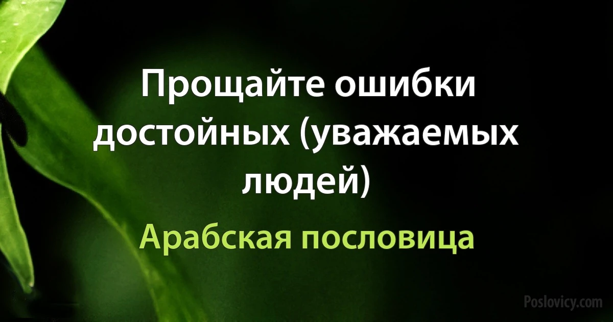 Прощайте ошибки достойных (уважаемых людей) (Арабская пословица)