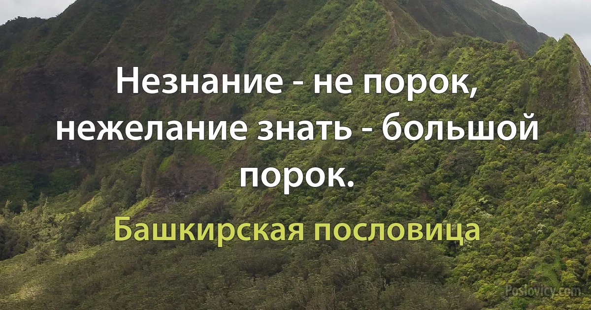 Незнание - не порок, нежелание знать - большой порок. (Башкирская пословица)