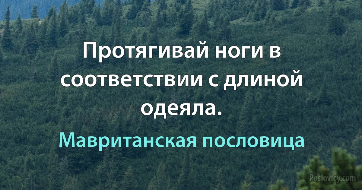 Протягивай ноги в соответствии с длиной одеяла. (Мавританская пословица)