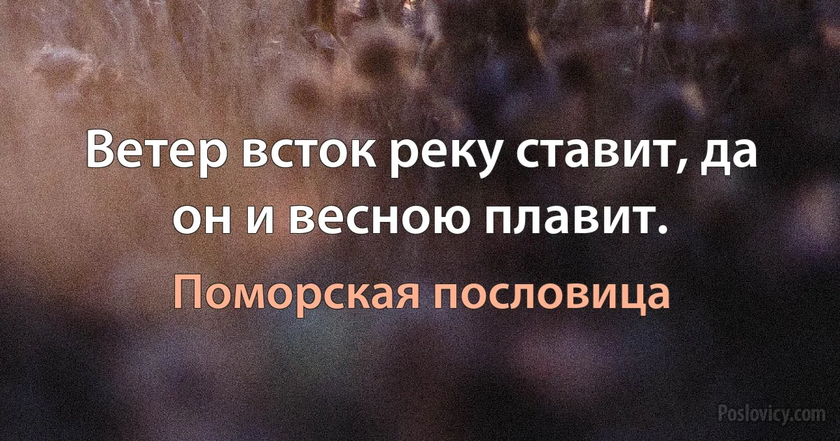 Ветер всток реку ставит, да он и весною плавит. (Поморская пословица)