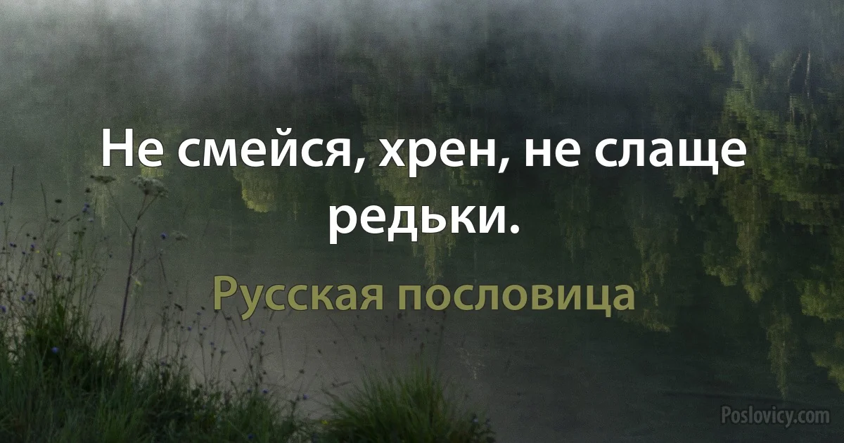 Не смейся, хрен, не слаще редьки. (Русская пословица)