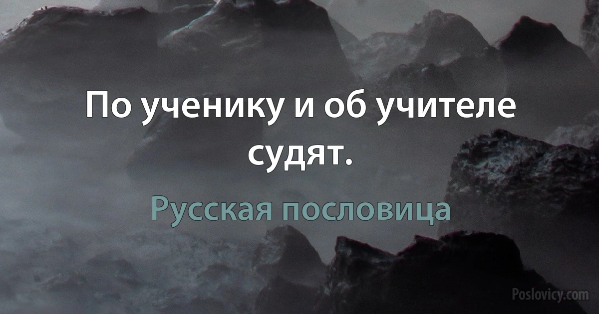 По ученику и об учителе судят. (Русская пословица)