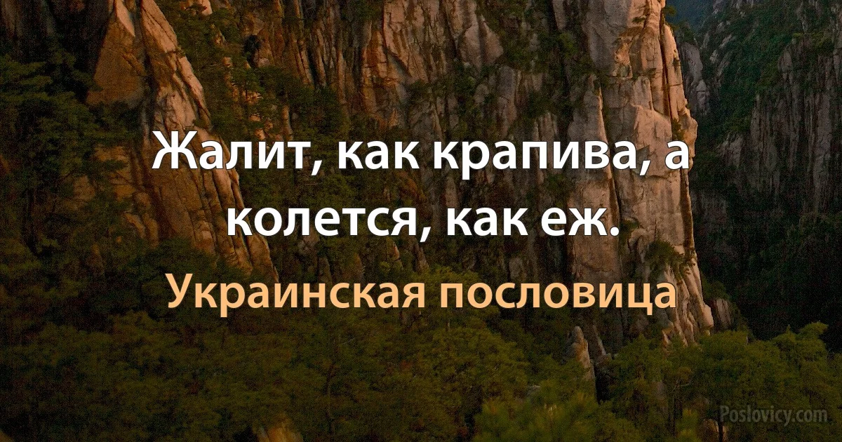 Жалит, как крапива, а колется, как еж. (Украинская пословица)