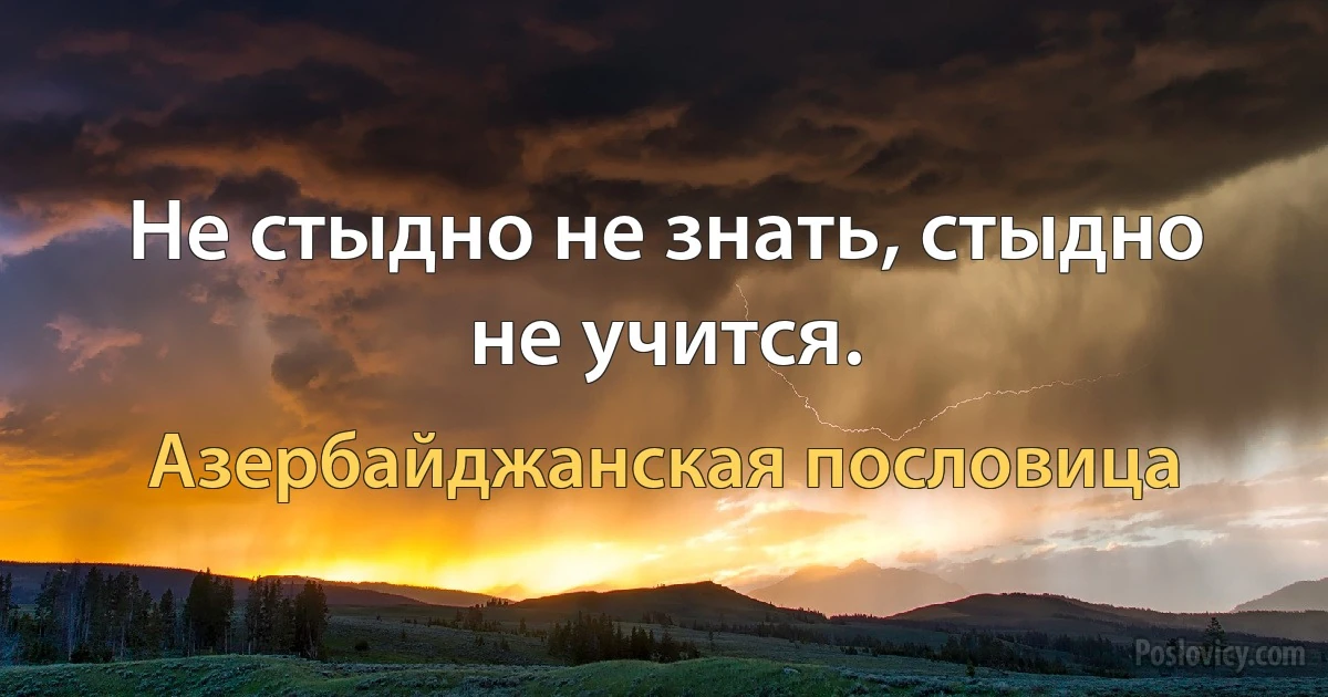 Не стыдно не знать, стыдно не учится. (Азербайджанская пословица)