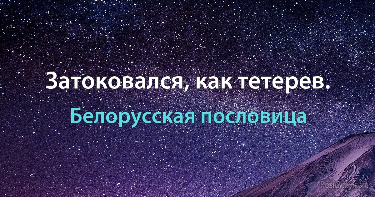 Затоковался, как тетерев. (Белорусская пословица)