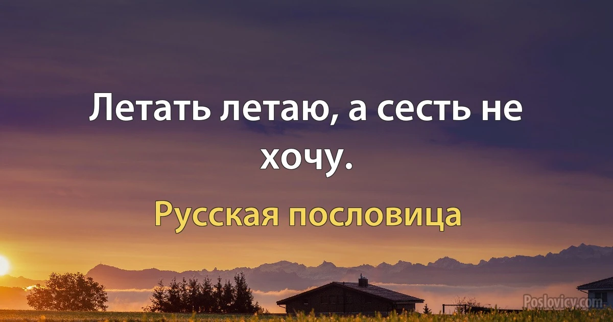 Летать летаю, а сесть не хочу. (Русская пословица)