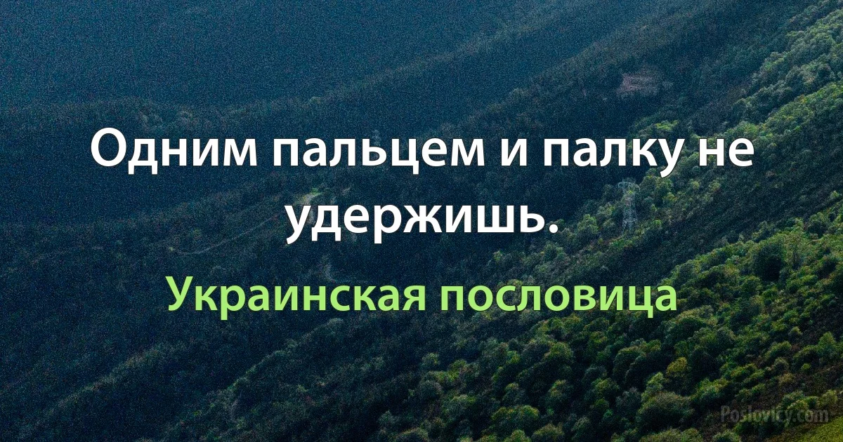 Одним пальцем и палку не удержишь. (Украинская пословица)