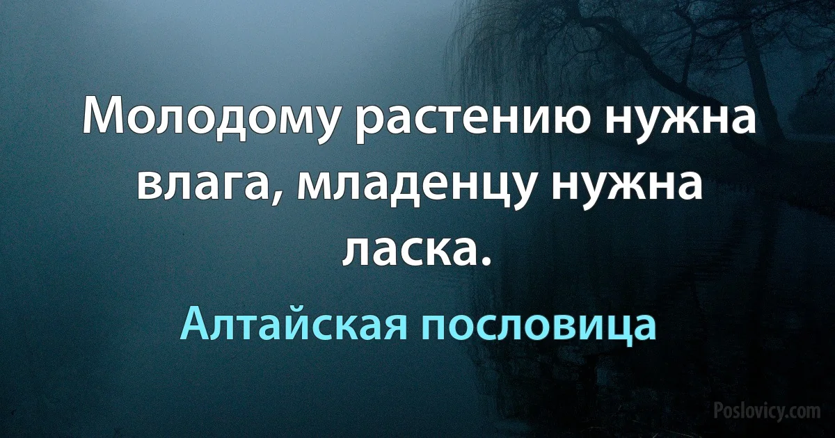 Молодому растению нужна влага, младенцу нужна ласка. (Алтайская пословица)