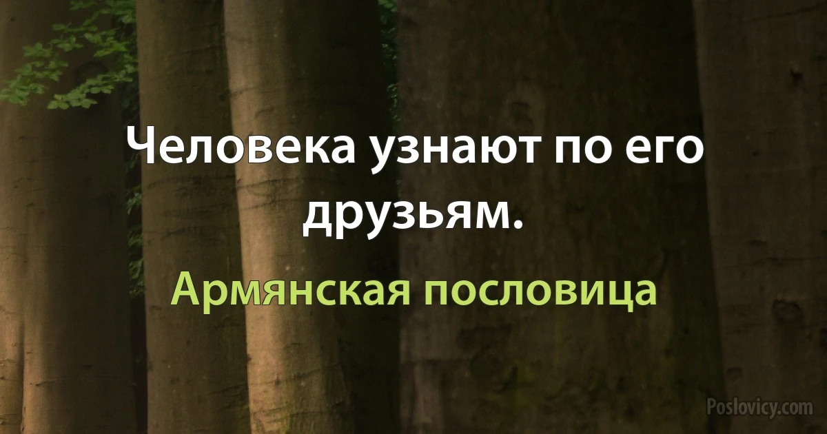 Человека узнают по его друзьям. (Армянская пословица)