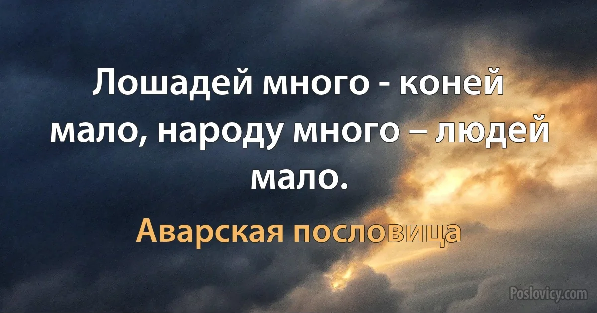 Лошадей много - коней мало, народу много – людей мало. (Аварская пословица)