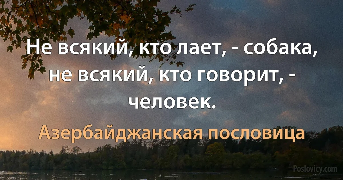 Не всякий, кто лает, - собака, не всякий, кто говорит, - человек. (Азербайджанская пословица)