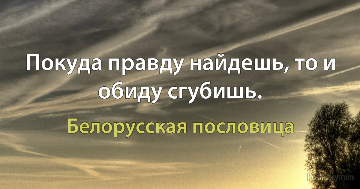 Покуда правду найдешь, то и обиду сгубишь. (Белорусская пословица)