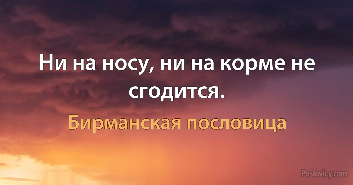 Ни на носу, ни на корме не сгодится. (Бирманская пословица)