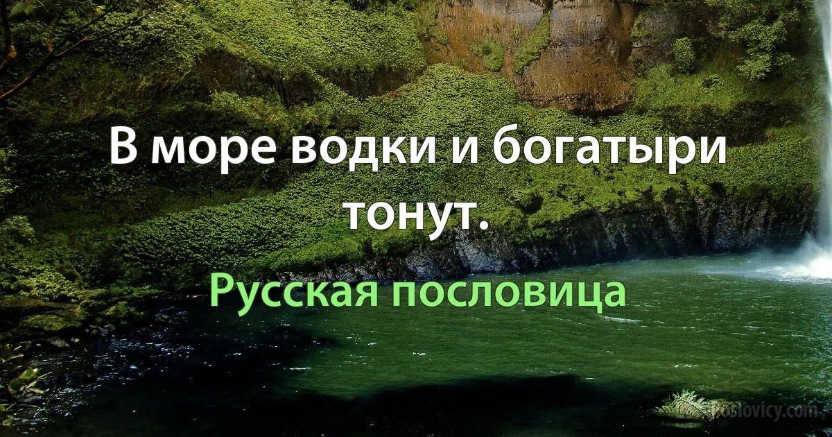 В море водки и богатыри тонут. (Русская пословица)