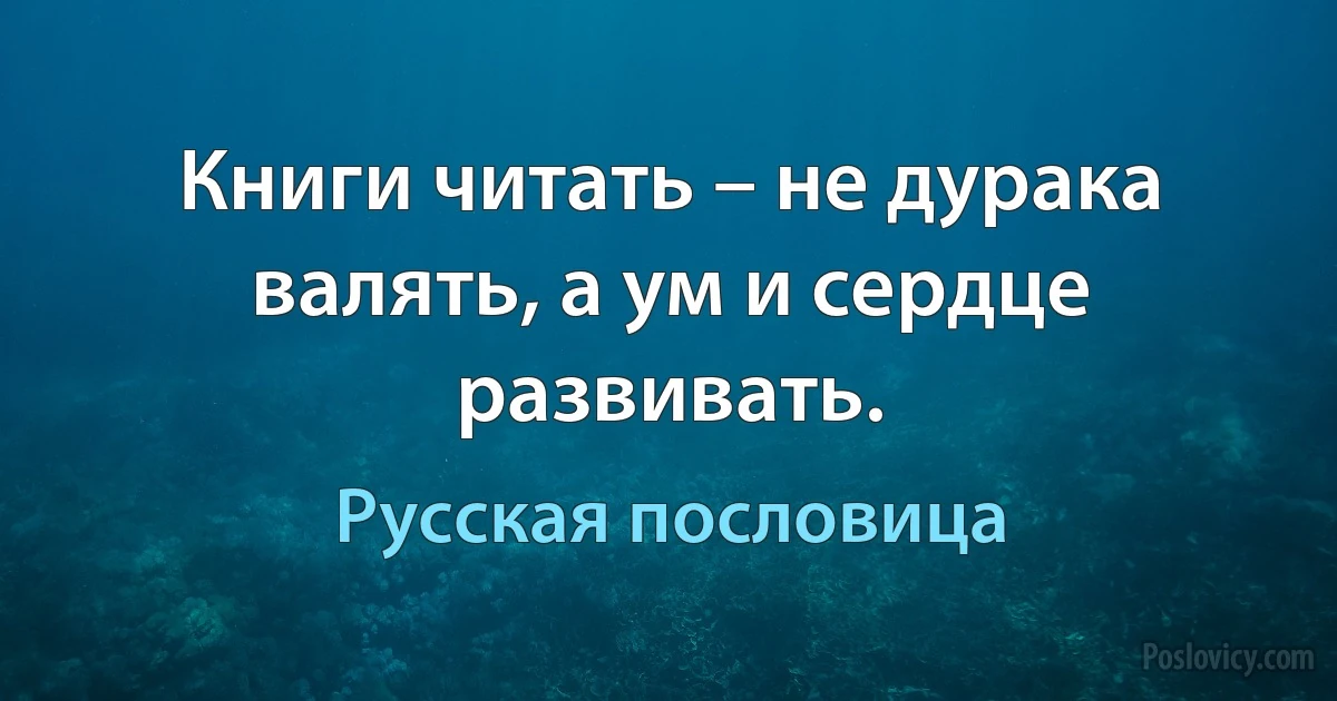 Книги читать – не дурака валять, а ум и сердце развивать. (Русская пословица)