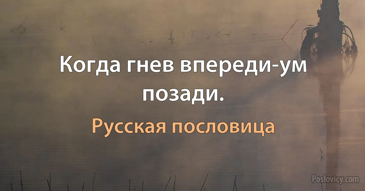 Когда гнев впереди-ум позади. (Русская пословица)