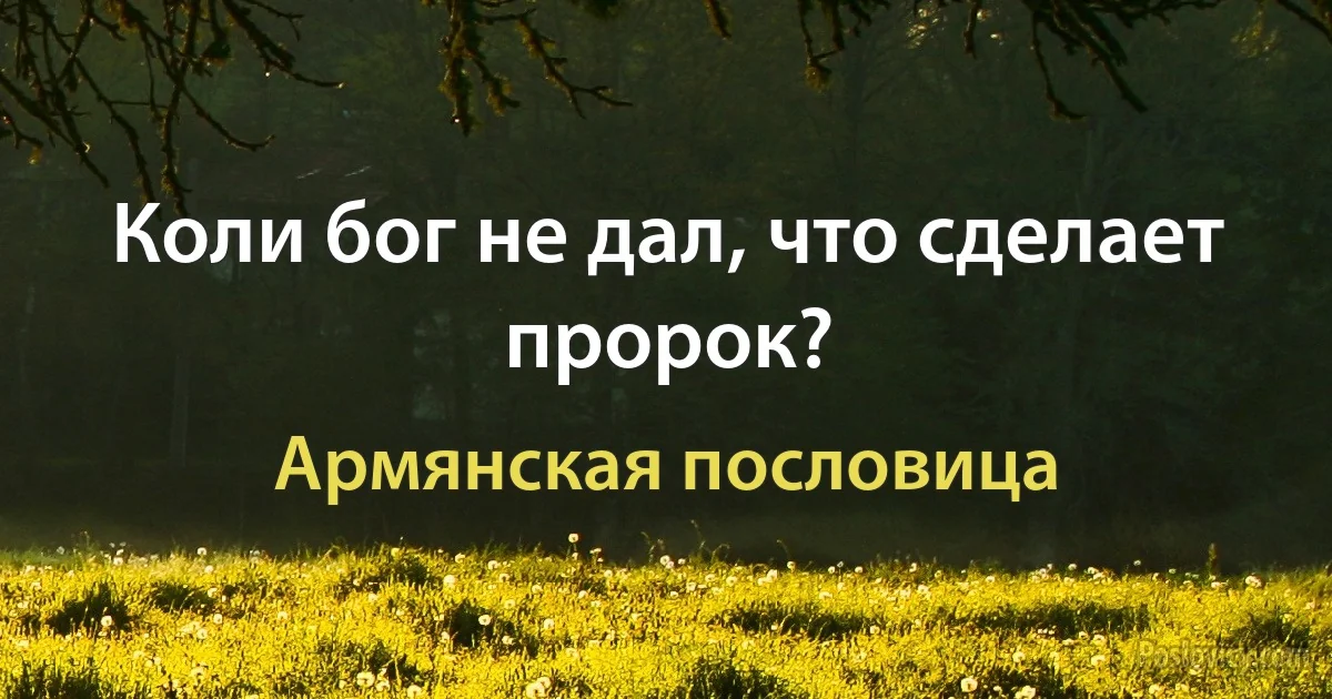 Коли бог не дал, что сделает пророк? (Армянская пословица)